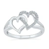 Fine Jewelry Womens 1/10 Ct. T.w. Natural White Diamond Sterling Silver Heart Cocktail Ring In Transparent
