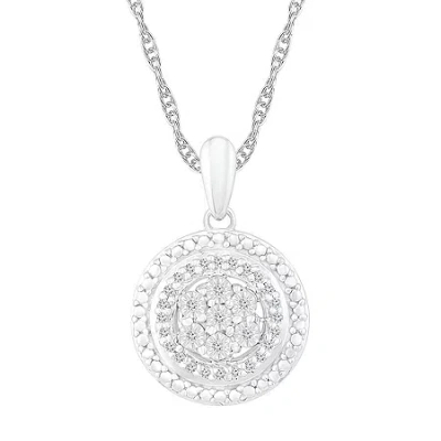 Fine Jewelry Womens 1/10 Ct. T.w. Natural White Diamond Sterling Silver Round 18 Inch Pendant Necklace In Transparent