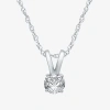 Fine Jewelry Womens 1/2 Ct. Natural White Diamond 10k White Gold Round 18 Inch Pendant Necklace In Transparent