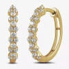 Fine Jewelry Womens 1/2 Ct. T.w. Lab Grown White Diamond 10k Gold 16.8mm Hoop Earrings In Transparent