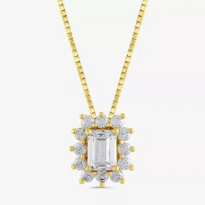Fine Jewelry Womens 1/2 Ct. T.w. Lab Grown White Diamond 10k Gold 18 Inch Pendant Necklace In Transparent