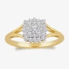 Fine Jewelry Womens 1/2 Ct. T.w. Lab Grown White Diamond 10k Gold Cluster Cocktail Ring In Transparent