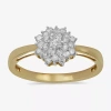 Fine Jewelry Womens 1/2 Ct. T.w. Lab Grown White Diamond 10k Gold Cluster Cocktail Ring In Transparent