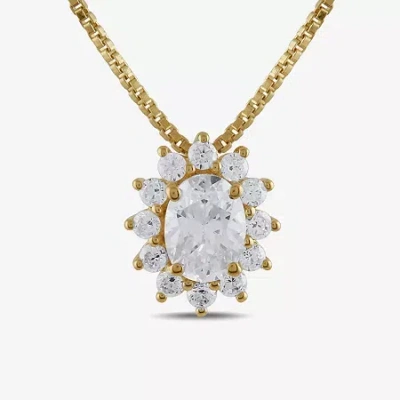 Fine Jewelry Womens 1/2 Ct. T.w. Lab Grown White Diamond 10k Gold Oval 18 Inch Pendant Necklace In Transparent
