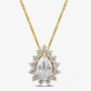 Fine Jewelry Womens 1/2 Ct. T.w. Lab Grown White Diamond 10k Gold Pear 18 Inch Pendant Necklace In Transparent