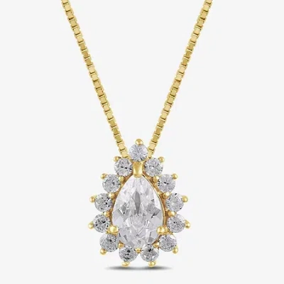 Fine Jewelry Womens 1/2 Ct. T.w. Lab Grown White Diamond 10k Gold Pear 18 Inch Pendant Necklace In Transparent