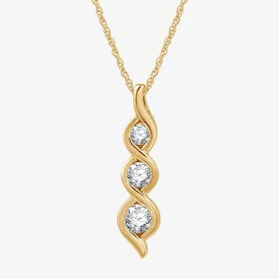 Fine Jewelry Womens 1/2 Ct. T.w. Lab Grown White Diamond 14k Gold Over Silver Sterling Silver 18 Inch Pendant Nec In Transparent