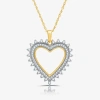 Fine Jewelry Womens 1/2 Ct. T.w. Lab Grown White Diamond 14k Gold Over Silver Sterling Silver Heart 18 Inch Penda In Transparent