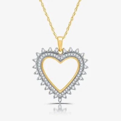 Fine Jewelry Womens 1/2 Ct. T.w. Lab Grown White Diamond 14k Gold Over Silver Sterling Silver Heart 18 Inch Penda In Transparent