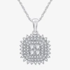 Fine Jewelry Womens 1/2 Ct. T.w. Lab Grown White Diamond Sterling Silver Cushion 18 Inch Pendant Necklace In Transparent
