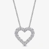 Fine Jewelry Womens 1/2 Ct. T.w. Lab Grown White Diamond Sterling Silver Heart 18 Inch Pendant Necklace In White