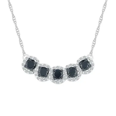 Fine Jewelry Womens 1/2 Ct. T.w. Natural Black Diamond Sterling Silver 18 Inch Pendant Necklace In Transparent