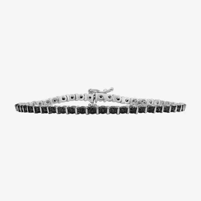 Fine Jewelry Womens 1/2 Ct. T.w. Natural Black Diamond Sterling Silver Round Tennis Bracelet In Transparent