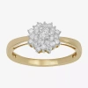 Fine Jewelry Womens 1/2 Ct. T.w. Natural White Diamond 10k Gold Cluster Cocktail Ring In Yellow