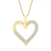 Fine Jewelry Womens 1/2 Ct. T.w. Natural White Diamond 10k Gold Heart 18 Inch Pendant Necklace In Transparent