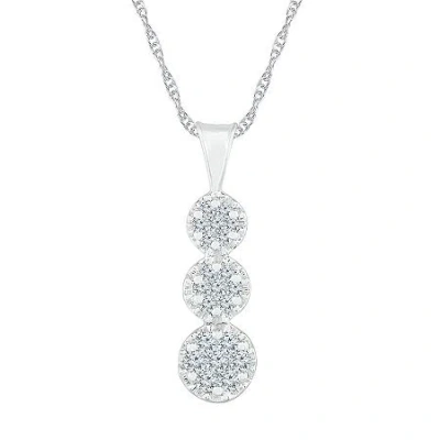 Fine Jewelry Womens 1/2 Ct. T.w. Natural White Diamond 10k White Gold 18 Inch Pendant Necklace In Transparent