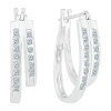 Fine Jewelry Womens 1/2 Ct. T.w. Natural White Diamond 10k White Gold 18.9mm Hoop Earrings In Transparent
