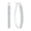 Fine Jewelry Womens 1/2 Ct. T.w. Natural White Diamond 10k White Gold 23.3mm Hoop Earrings In Transparent