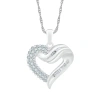 Fine Jewelry Womens 1/2 Ct. T.w. Natural White Diamond 10k White Gold Heart 18 Inch Pendant Necklace In Transparent