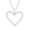 Fine Jewelry Womens 1/2 Ct. T.w. Natural White Diamond 10k White Gold Heart 18 Inch Pendant Necklace In Transparent