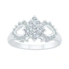 Fine Jewelry Womens 1/2 Ct. T.w. Natural White Diamond 10k White Gold Heart Cluster Cocktail Ring In White