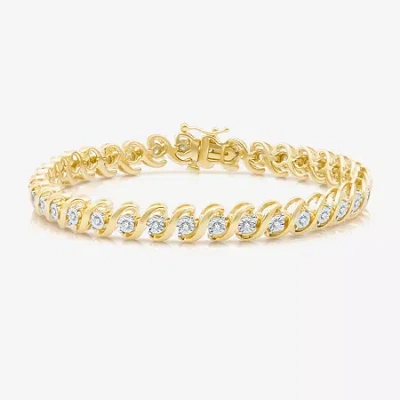 Fine Jewelry Womens 1/2 Ct. T.w. Natural White Diamond 14k Gold Over Silver 7.5 Inch Tennis Bracelet In Transparent
