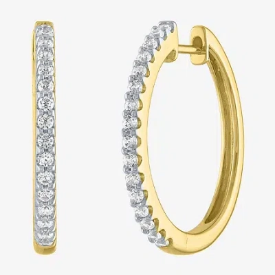 Fine Jewelry Womens 1/2 Ct. T.w. Natural White Diamond Sterling Silver 25mm Hoop Earrings In Multi