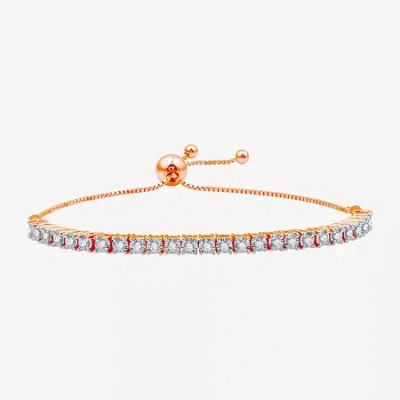 Fine Jewelry Womens 1/2 Ct. T.w. Natural White Diamond Sterling Silver Bolo Bracelet