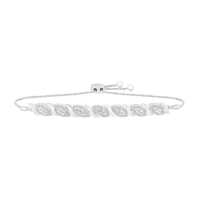 Fine Jewelry Womens 1/2 Ct. T.w. Natural White Diamond Sterling Silver Bolo Bracelet In Transparent
