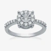 Fine Jewelry Womens 1/2 Ct. T.w. Natural White Diamond Sterling Silver Halo Cocktail Ring In Gray