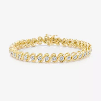 Fine Jewelry Womens 1/2 Ct.t.w. Natural Diamond 14k Gold Over Silver Tennis Bracelet In Transparent