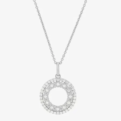 Fine Jewelry Womens 1/3 Ct. T.w. Lab Grown White Diamond Sterling Silver Circle 18 Inch Pendant Necklace