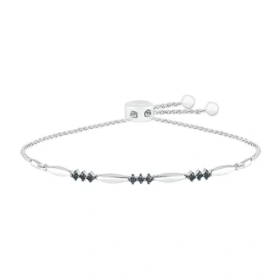 Fine Jewelry Womens 1/3 Ct. T.w. Natural Black Diamond Sterling Silver Bolo Bracelet In Transparent