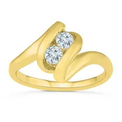 Fine Jewelry Womens 1/3 Ct. T.w. Natural White Diamond 10k Gold Cocktail Ring In Transparent