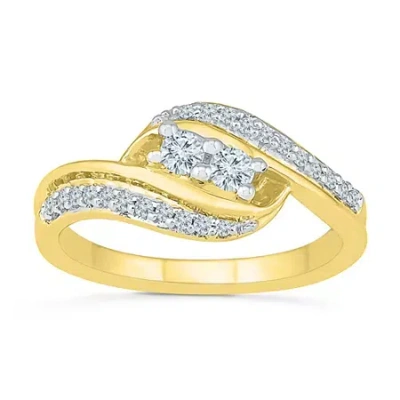 Fine Jewelry Womens 1/3 Ct. T.w. Natural White Diamond 10k Gold Cocktail Ring In Transparent