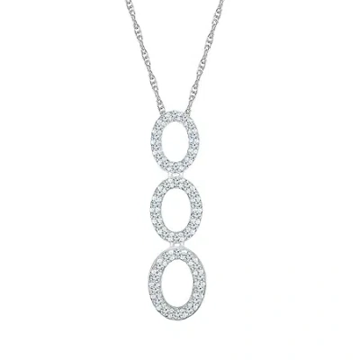 Fine Jewelry Womens 1/3 Ct. T.w. Natural White Diamond 10k White Gold Circle 18 Inch Pendant Necklace In Transparent