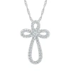 Fine Jewelry Womens 1/3 Ct. T.w. Natural White Diamond 10k White Gold Cross 18 Inch Pendant Necklace In Transparent