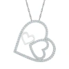 Fine Jewelry Womens 1/3 Ct. T.w. Natural White Diamond 10k White Gold Heart 18 Inch Pendant Necklace In Transparent