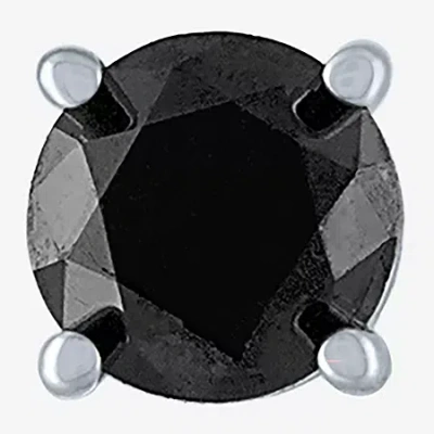 Fine Jewelry Womens 1/4 Ct. Natural Black Diamond 10k White Gold Round Single Earring In Transparent