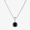 Fine Jewelry Womens 1/4 Ct. Natural Black Diamond Sterling Silver Round 18 Inch Pendant Necklace In Transparent