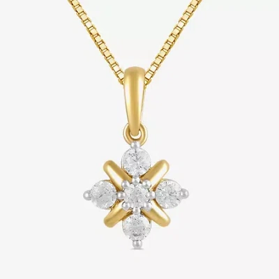Fine Jewelry Womens 1/4 Ct. T.w. Lab Grown White Diamond 14k Gold Over Silver Sterling Silver 18 Inch Pendant Nec In Transparent