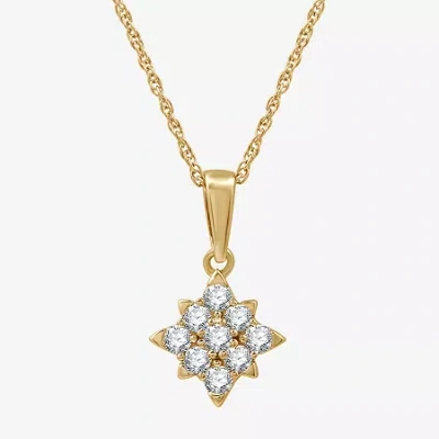 Fine Jewelry Womens 1/4 Ct. T.w. Lab Grown White Diamond 14k Gold Over Silver Sterling Silver 18 Inch Pendant Nec In Transparent