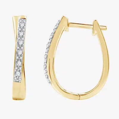 Fine Jewelry Womens 1/4 Ct. T.w. Lab Grown White Diamond 14k Gold Over Silver Sterling Silver 19.5mm Hoop Earring In Transparent