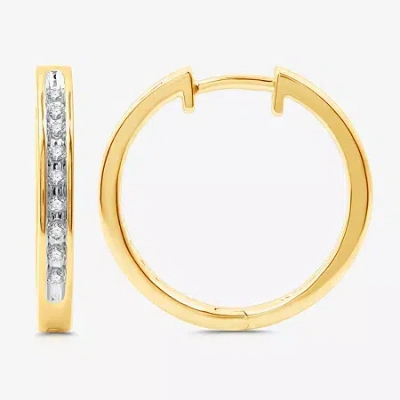 Fine Jewelry Womens 1/4 Ct. T.w. Lab Grown White Diamond 14k Gold Over Silver Sterling Silver 20.2mm Hoop Earring In Transparent