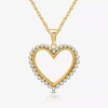 Fine Jewelry Womens 1/4 Ct. T.w. Lab Grown White Diamond 14k Gold Over Silver Sterling Silver Heart 18 Inch Penda In Transparent