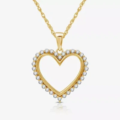 Fine Jewelry Womens 1/4 Ct. T.w. Lab Grown White Diamond 14k Gold Over Silver Sterling Silver Heart 18 Inch Penda In Transparent