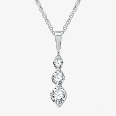Fine Jewelry Womens 1/4 Ct. T.w. Lab Grown White Diamond Sterling Silver 18 Inch Pendant Necklace In Transparent