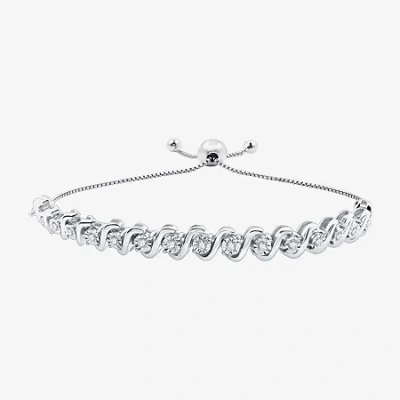 Fine Jewelry Womens 1/4 Ct. T.w. Lab Grown White Diamond Sterling Silver Bolo Bracelet
