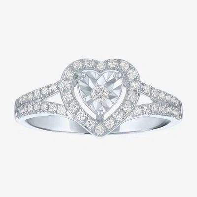 Fine Jewelry Womens 1/4 Ct. T.w. Lab Grown White Diamond Sterling Silver Crossover Engagement Ring In Transparent