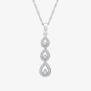 Fine Jewelry Womens 1/4 Ct. T.w. Lab Grown White Diamond Sterling Silver Pear 18 Inch Pendant Necklace In Transparent